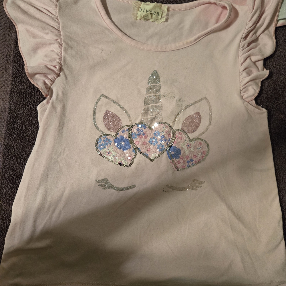 OshKosh B'gosh Pink Unicorn Tee with Ruffled Sleeves